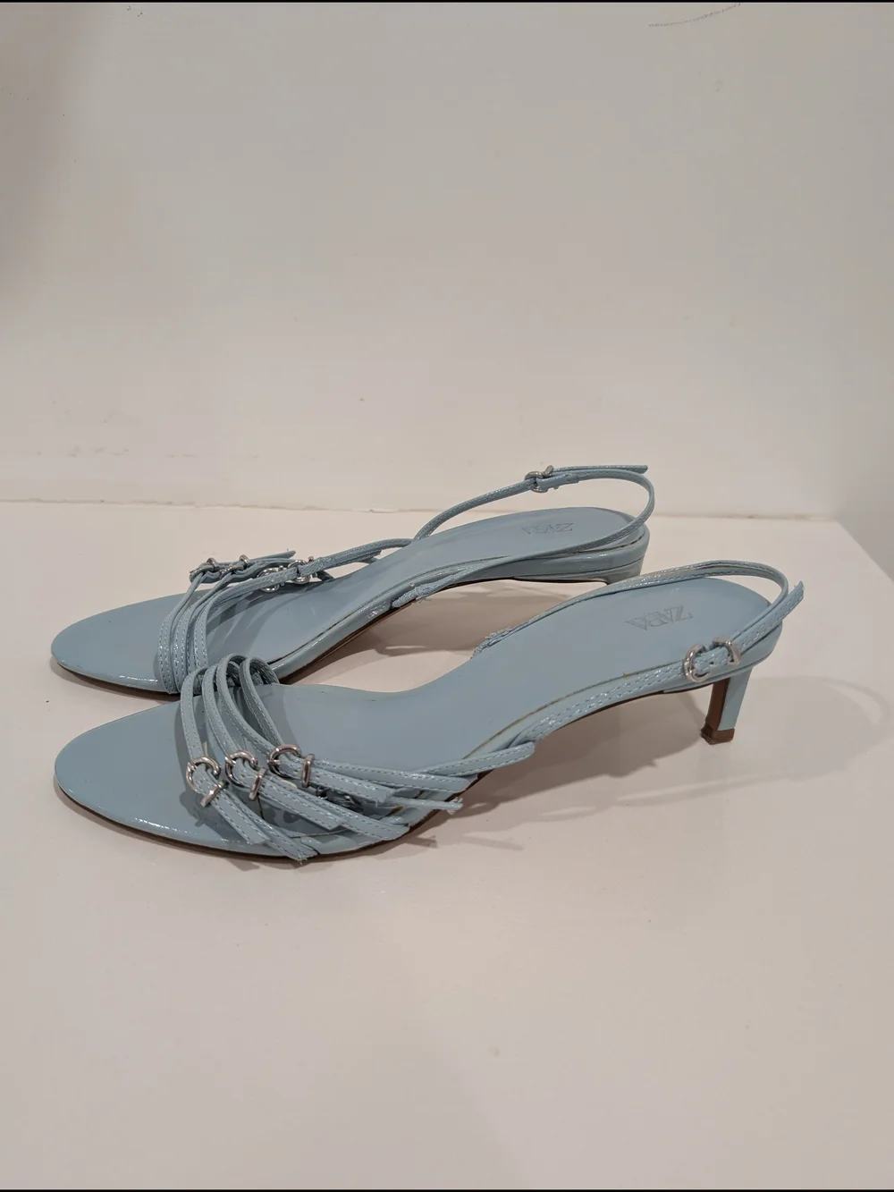 Zara Light Blue Strappy Slingback Sandals - Picture 3 of 4